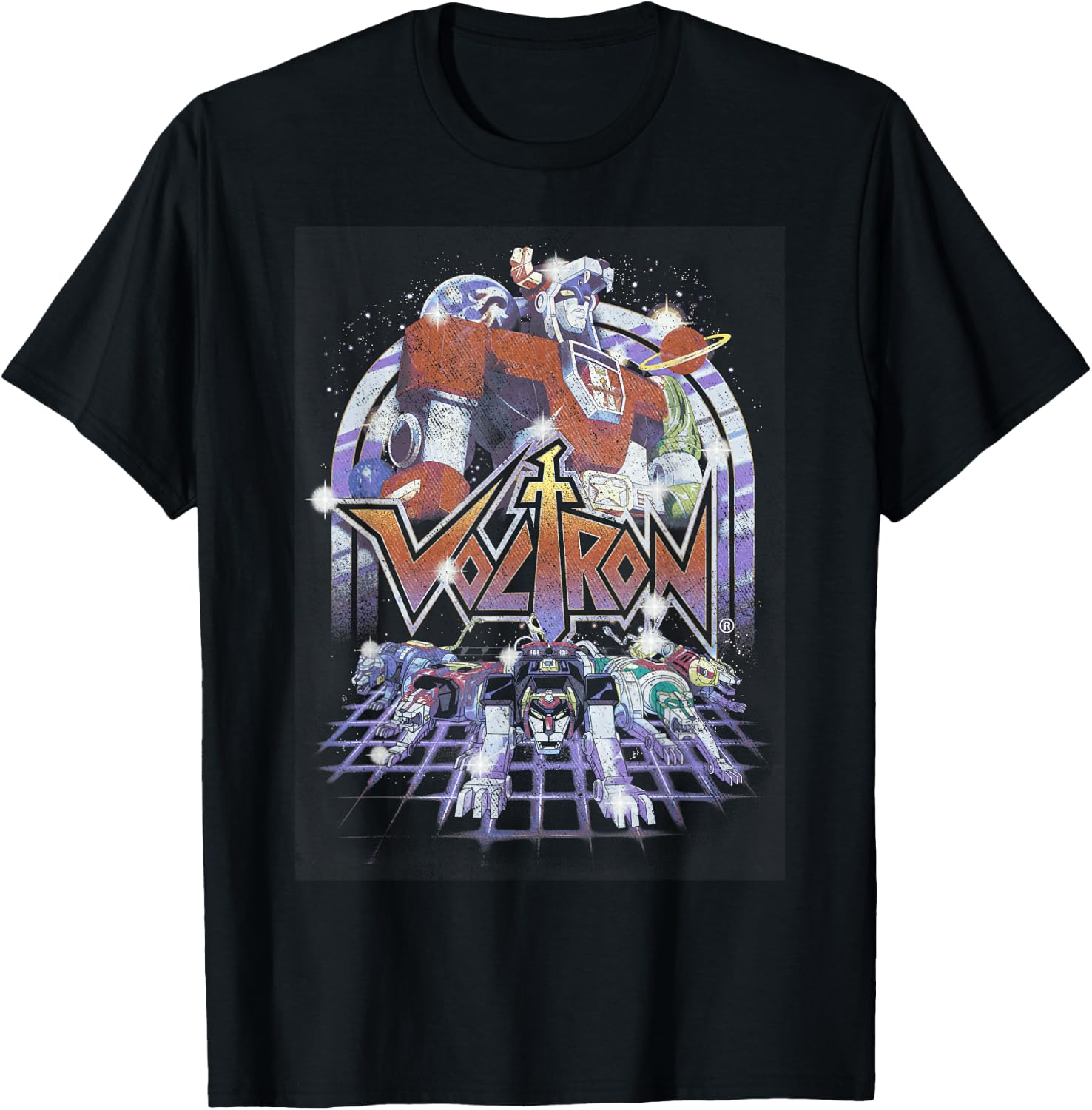 Voltron Defender Of The Universe Gleam Vintage Logo T-Shirt - T-Shirt | Black