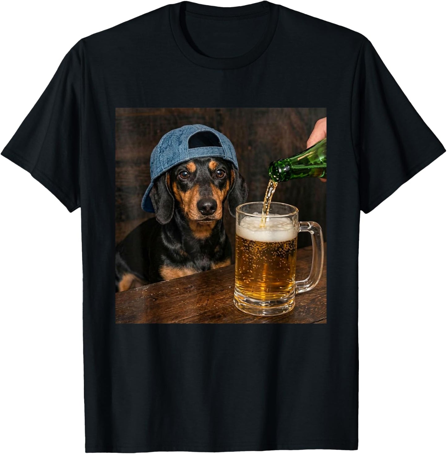 Teckel Buvant de la bière drôle Teckel Meme T-Shirt - T-Shirt | Black