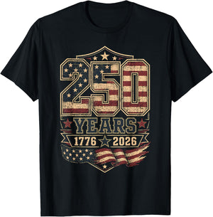 250th Anniversary USA 2026 American Flag Patriotic Freedom T-Shirt - T-Shirt | Black