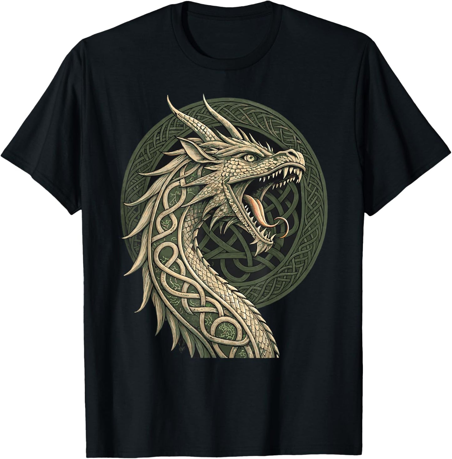 Nordic Rune Dragon – Viking Knotwork Norse T-Shirt - T-Shirt | Black