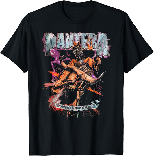 Pantera Official Cowboys of Hell Riding Skeleton , black T-Shirt - T-Shirt | Black