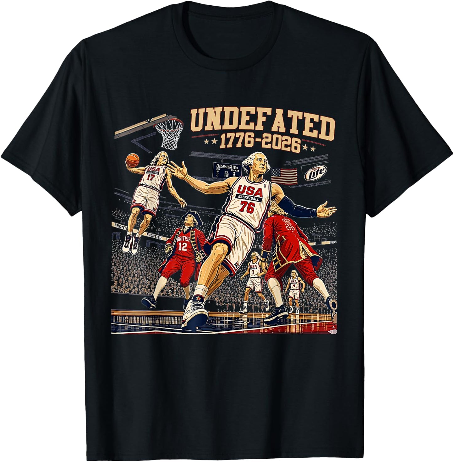 Undefeated 1776-2026 250 Years Basketball 4th of July T-Shirt - T-Shirt | Black