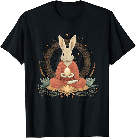 Zen Bunny Mandala - Spiritual Easter Art T-Shirt - T-Shirt | Black