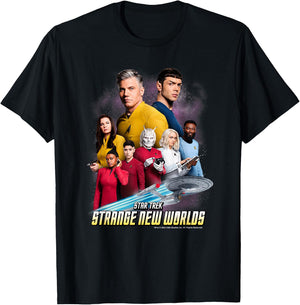 Star Trek Strange New Worlds Crew Pike Spock Uhura Ortegas T-Shirt - T-Shirt | Black