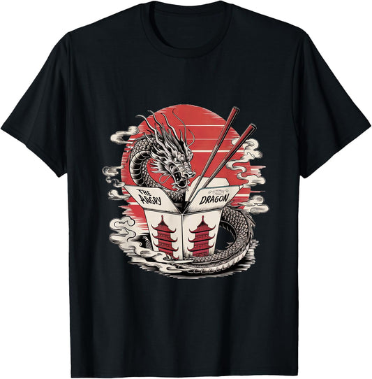 Angry Dragon Takeout – Asian Food Box & Ramen Dragon Design T-Shirt - T-Shirt | Black