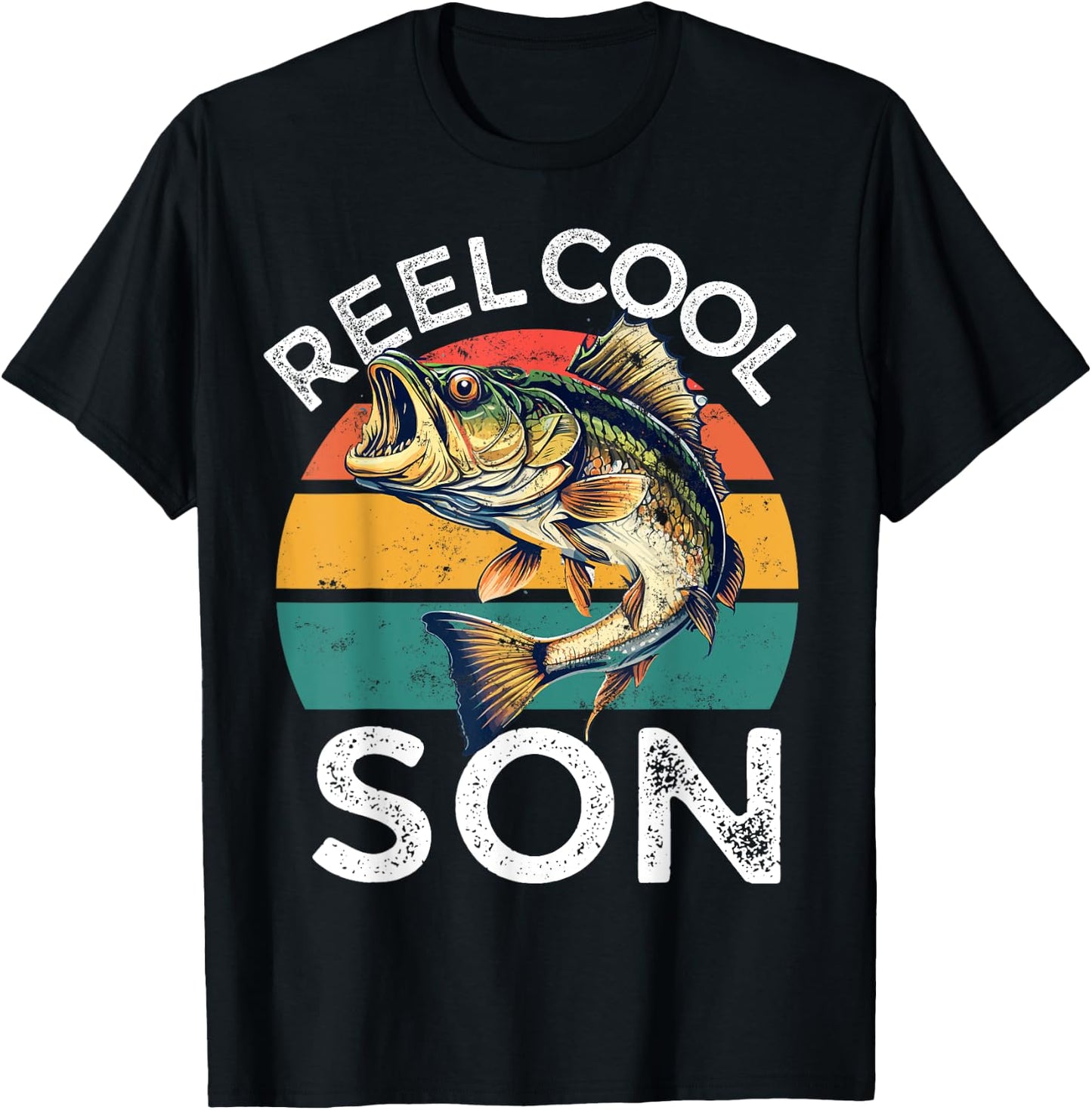 Fishing Reel Cool Son Fathers Day Funny Bass Grandson in Law T-Shirt - T-Shirt | Black