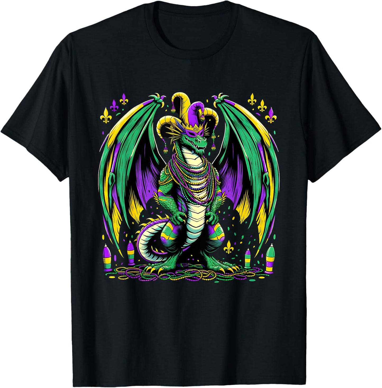Mardi Gras Dragon Jester T-Shirt - T-Shirt | Black