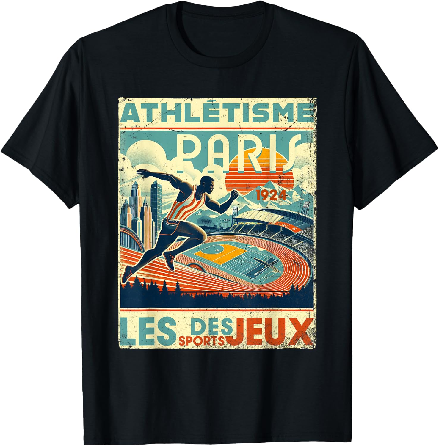 Paris Athletics 1924 The Games , black T-Shirt - T-Shirt | Black
