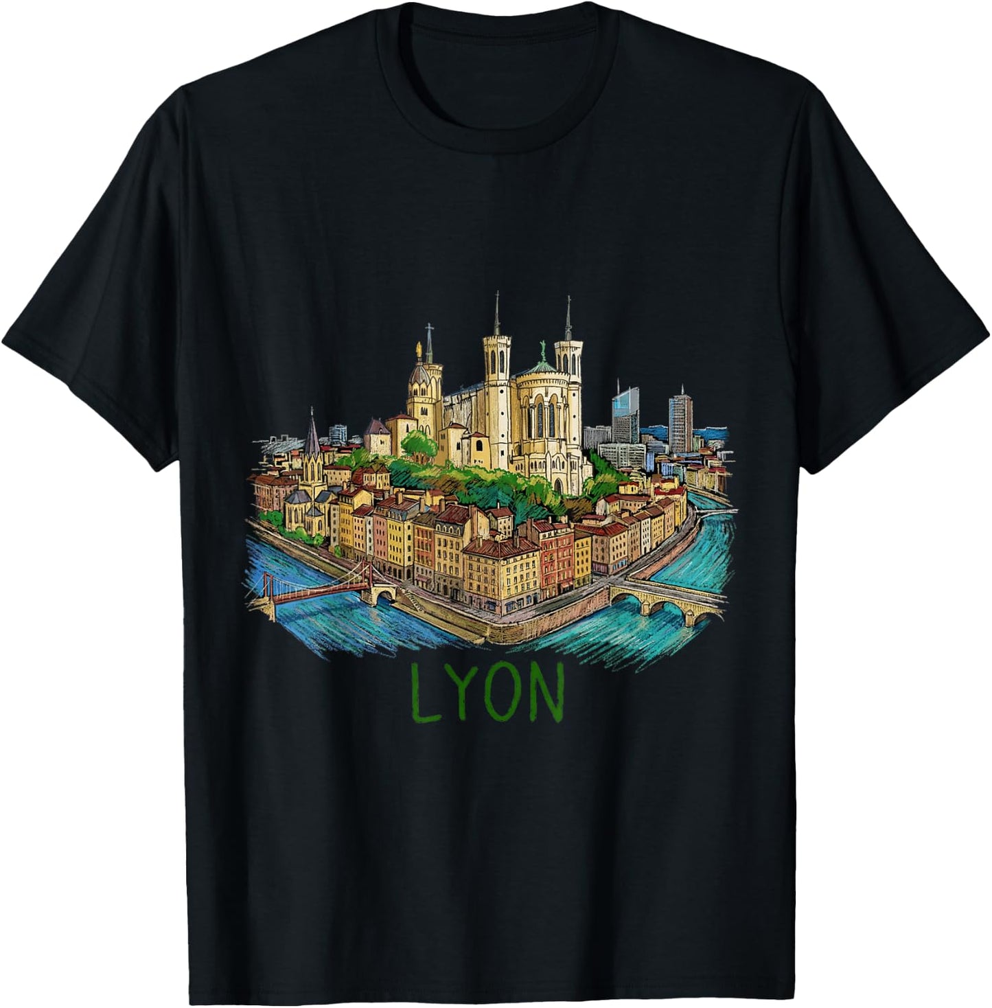 Lyon Frankreich Reise-Souvenir historische Stadt Wahrzeichen Geschenk T-Shirt - T-Shirt | Black