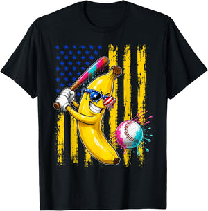 Funny Banana Drip American Flag T-Shirt - T-Shirt | Black