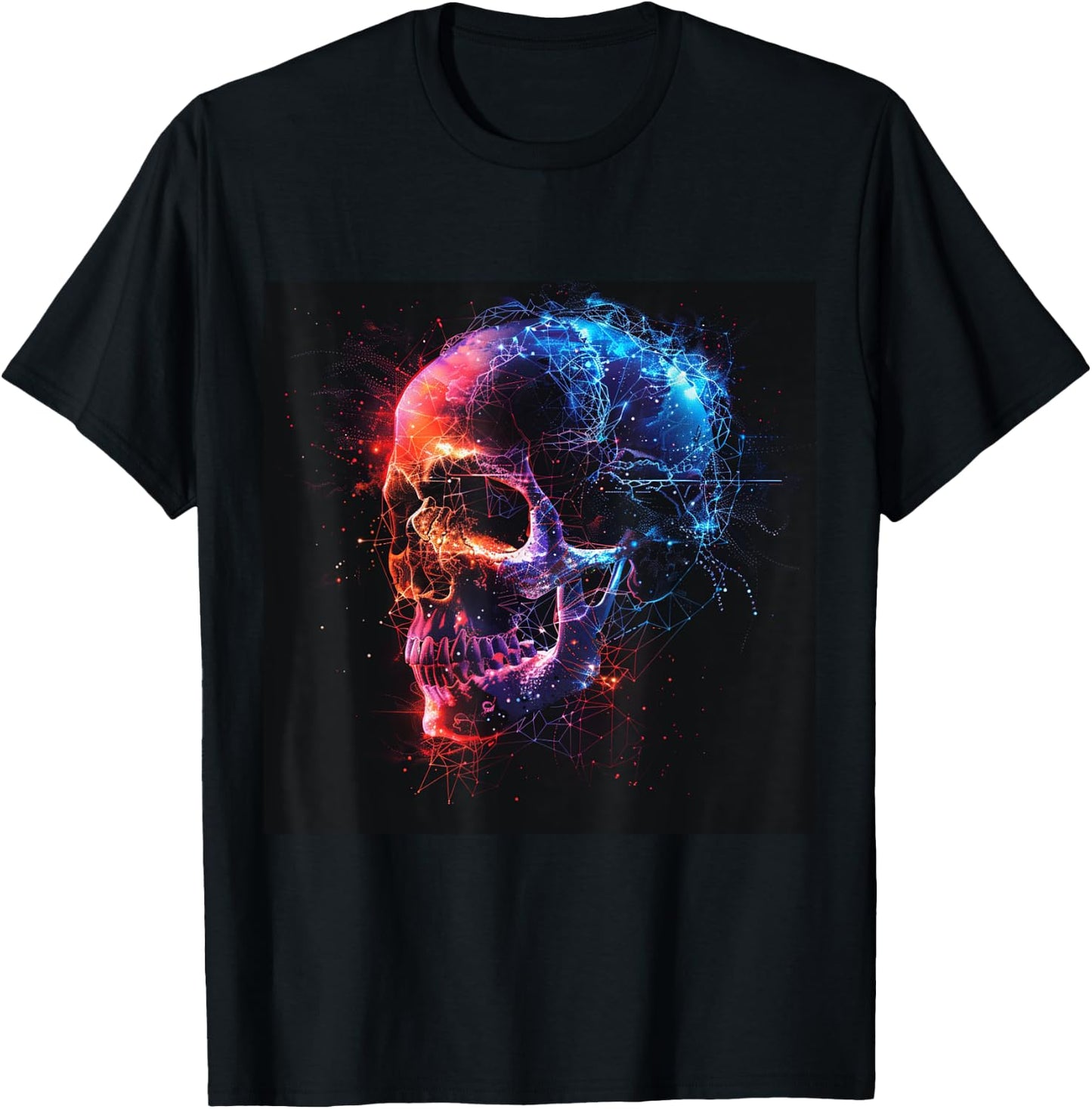 Skeleton Skull Biker Rocker Skull Punk Rock , Black, S T-Shirt - T-Shirt | Black