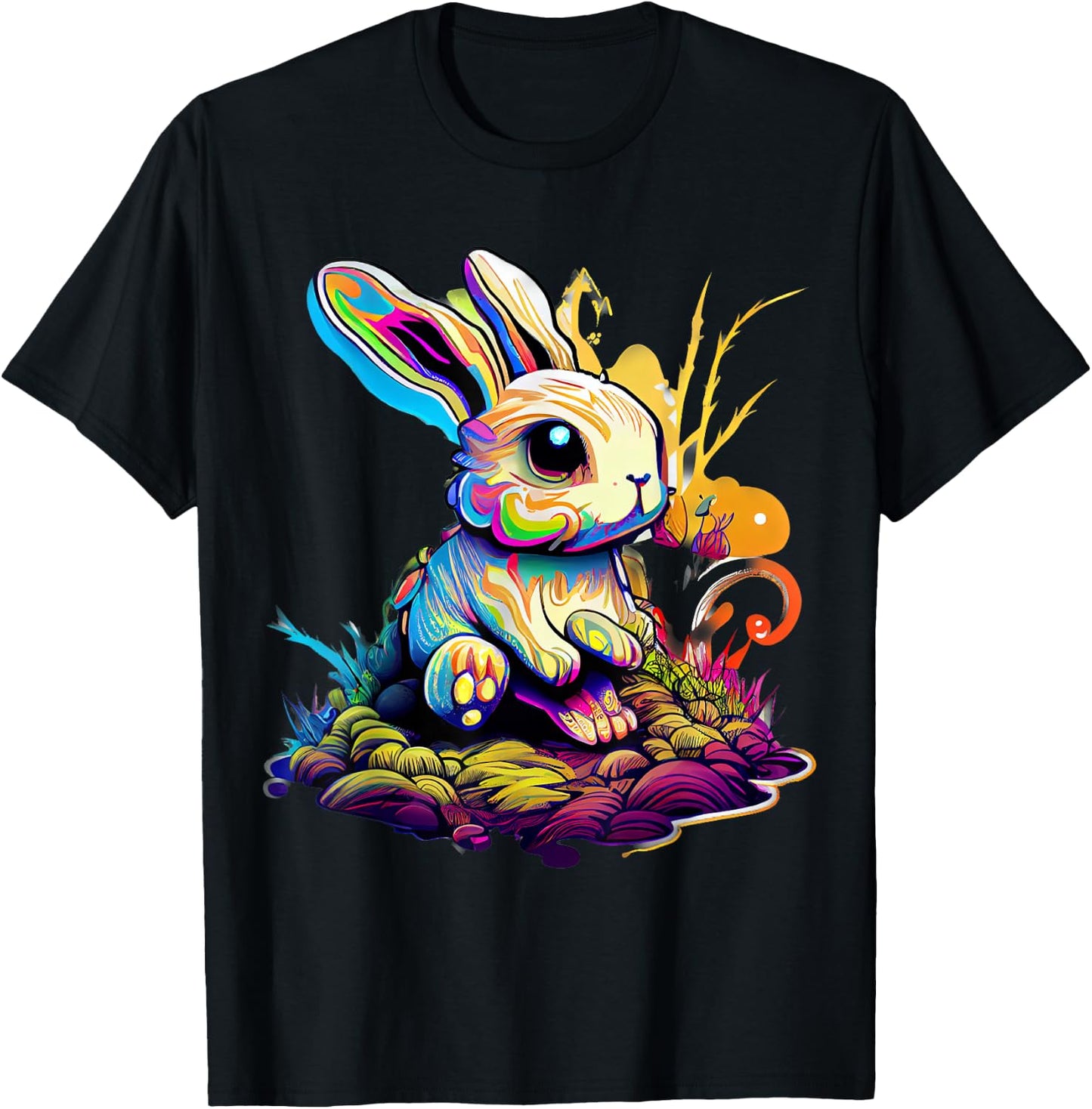 Bounce in Easter with this cute women's rabbit , black T-Shirt - T-Shirt | Black