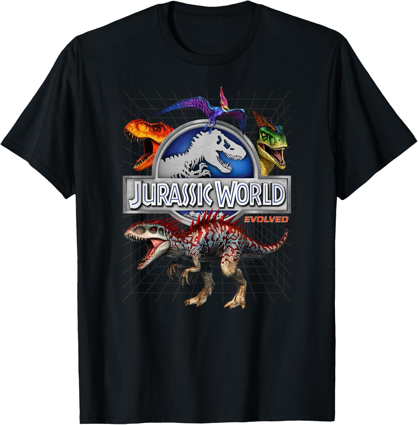 Jurassic World Evolved Dino Grid T-Rex T-Shirt - T-Shirt | Black