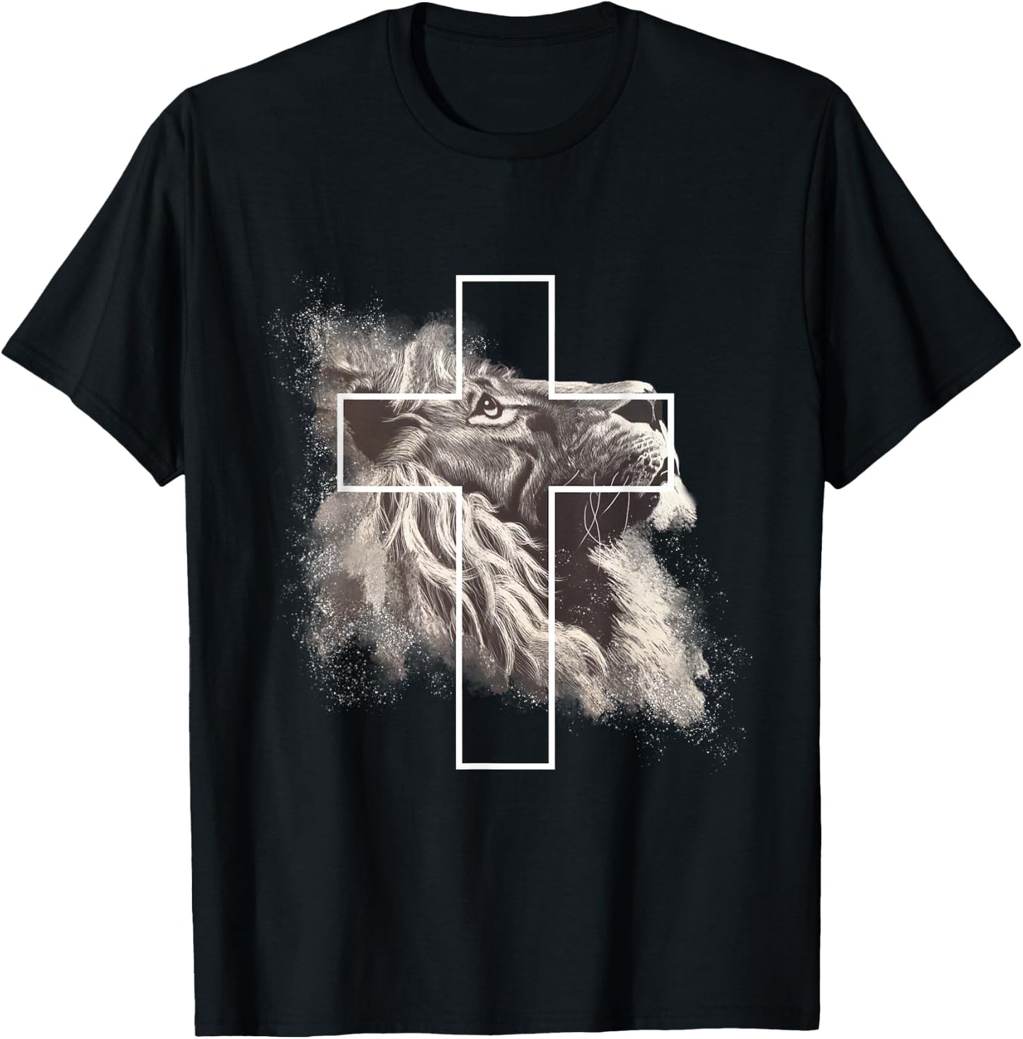 Jesus Lion of Judah, Christian Cross T-Shirt - T-Shirt | Black