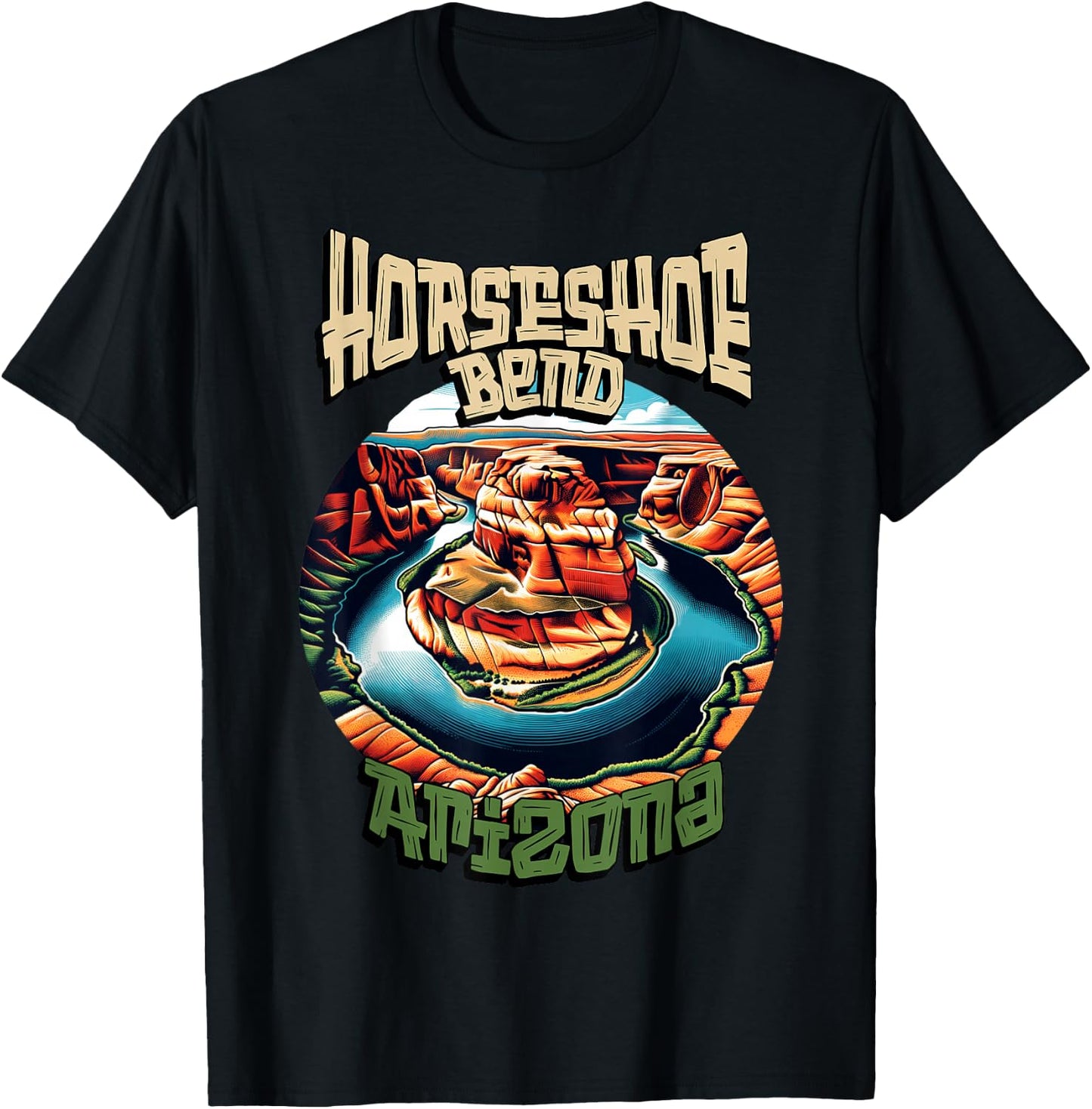 Iconic Horseshoe Bend AZ Hiking Glen Canyon Page Arizona T-Shirt - T-Shirt | Black