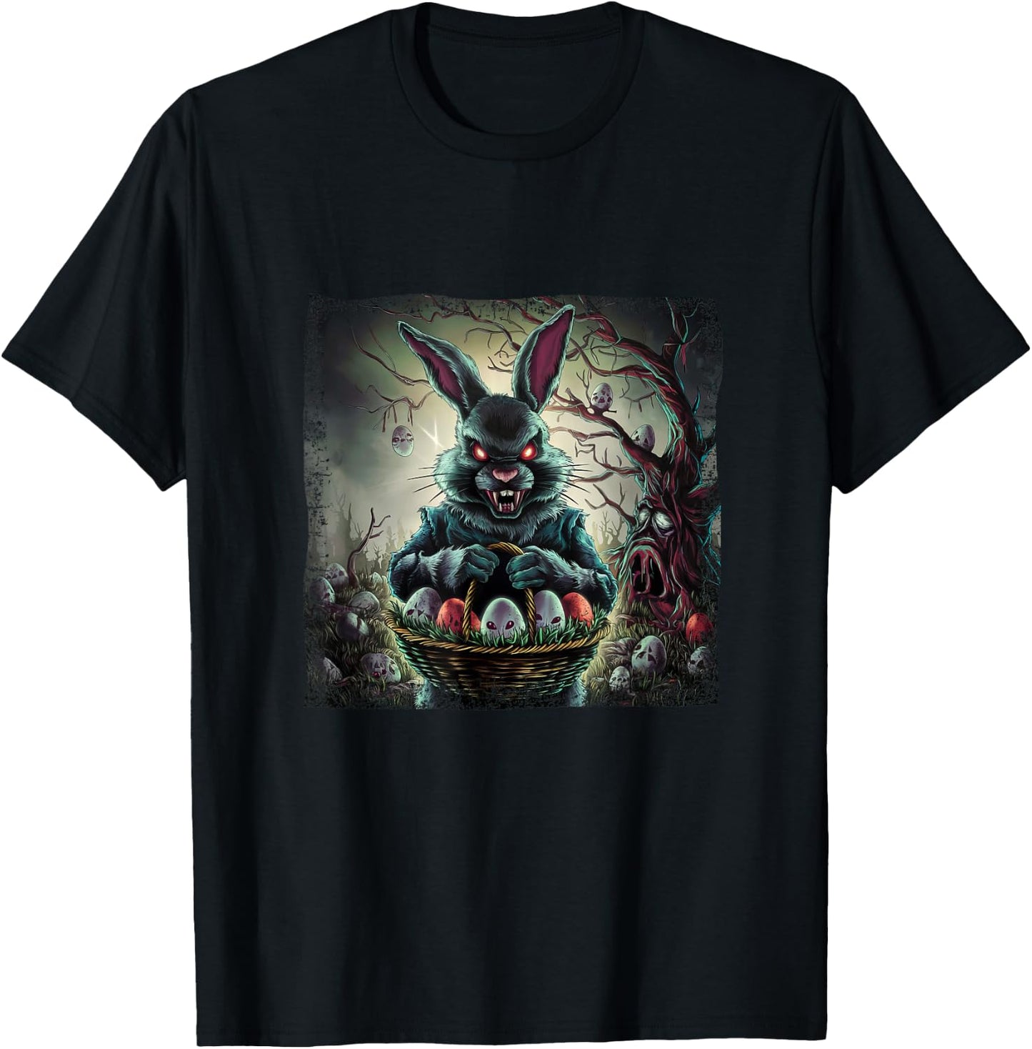 Easter Bunny Horror Rabbit Easter Egg T-Shirt - T-Shirt | Black