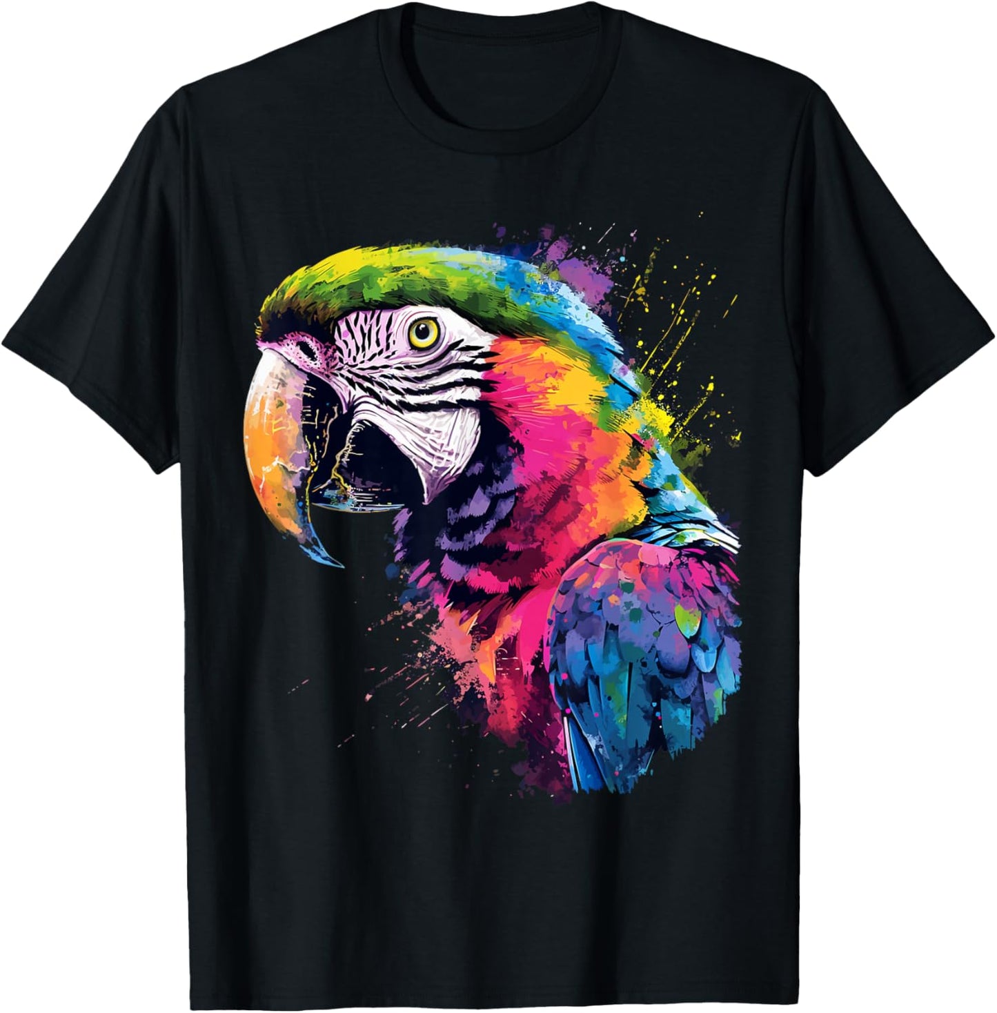 Colourful Parrot Watercolor , black T-Shirt - T-Shirt | Black