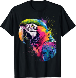 Colourful Parrot Watercolor , black T-Shirt - T-Shirt | Black