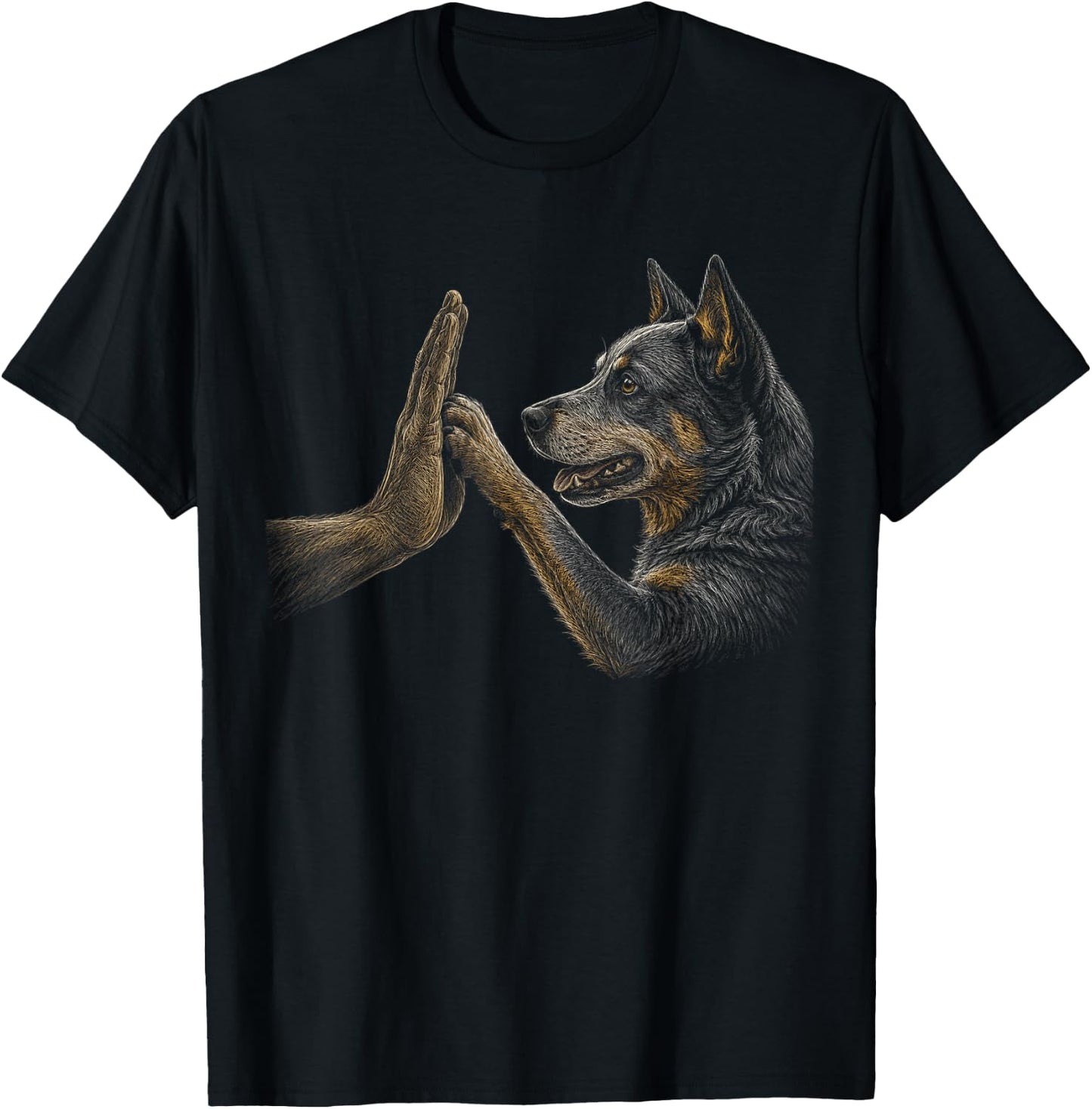 Australian Cattle Dog Blue Heeler Lover Paw Artwork T-Shirt - T-Shirt | Black