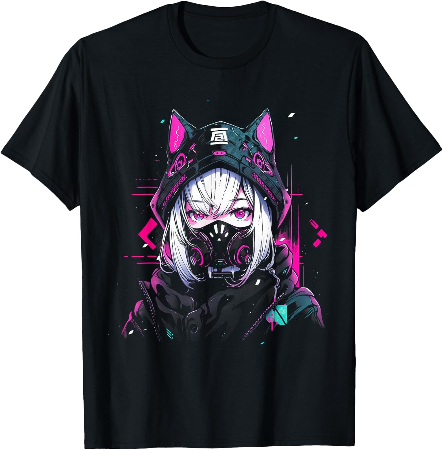 Anime Manga Cyberpunk Aesthetic Techwear Harajuku , black T-Shirt - T-Shirt | Black