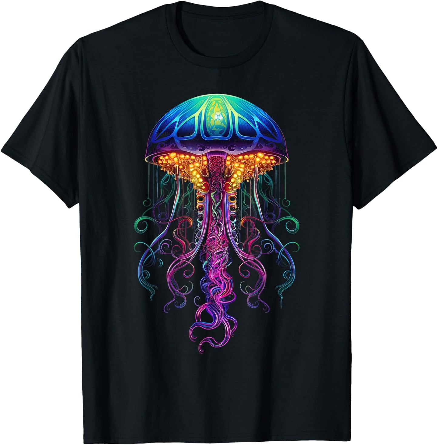 Jellyfish Fantasy Animal Colorful Art Jellyfish T-Shirt - T-Shirt | Black