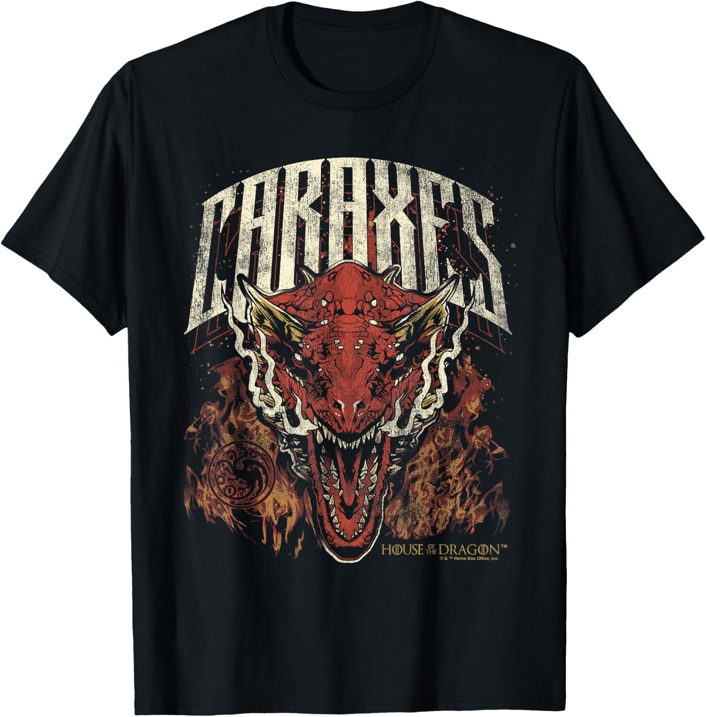 House of The Dragon Targaryen Caraxes in Flames T-Shirt - T-Shirt | Black