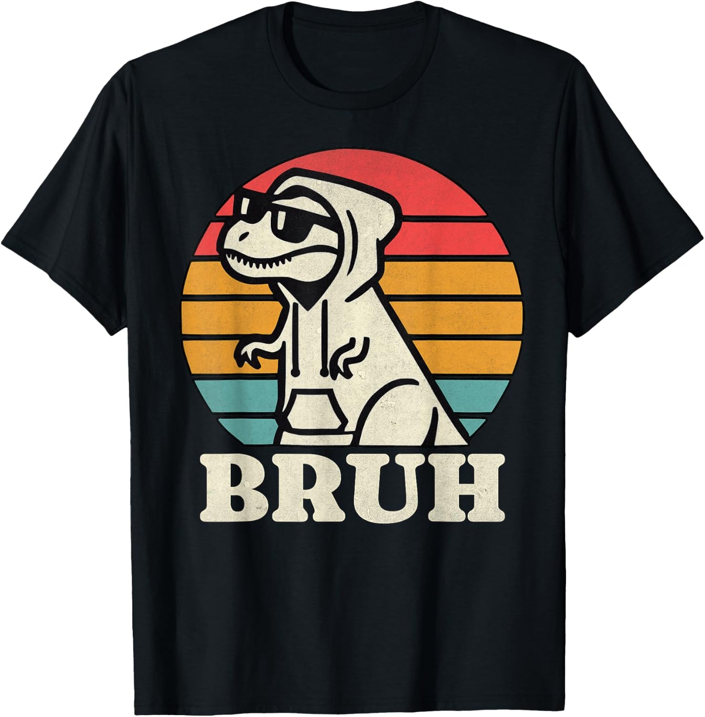 Retro Bruh T Rex Dinosaur Teen Sayings Teenage Boys Funny T-Shirt - T-Shirt | Black