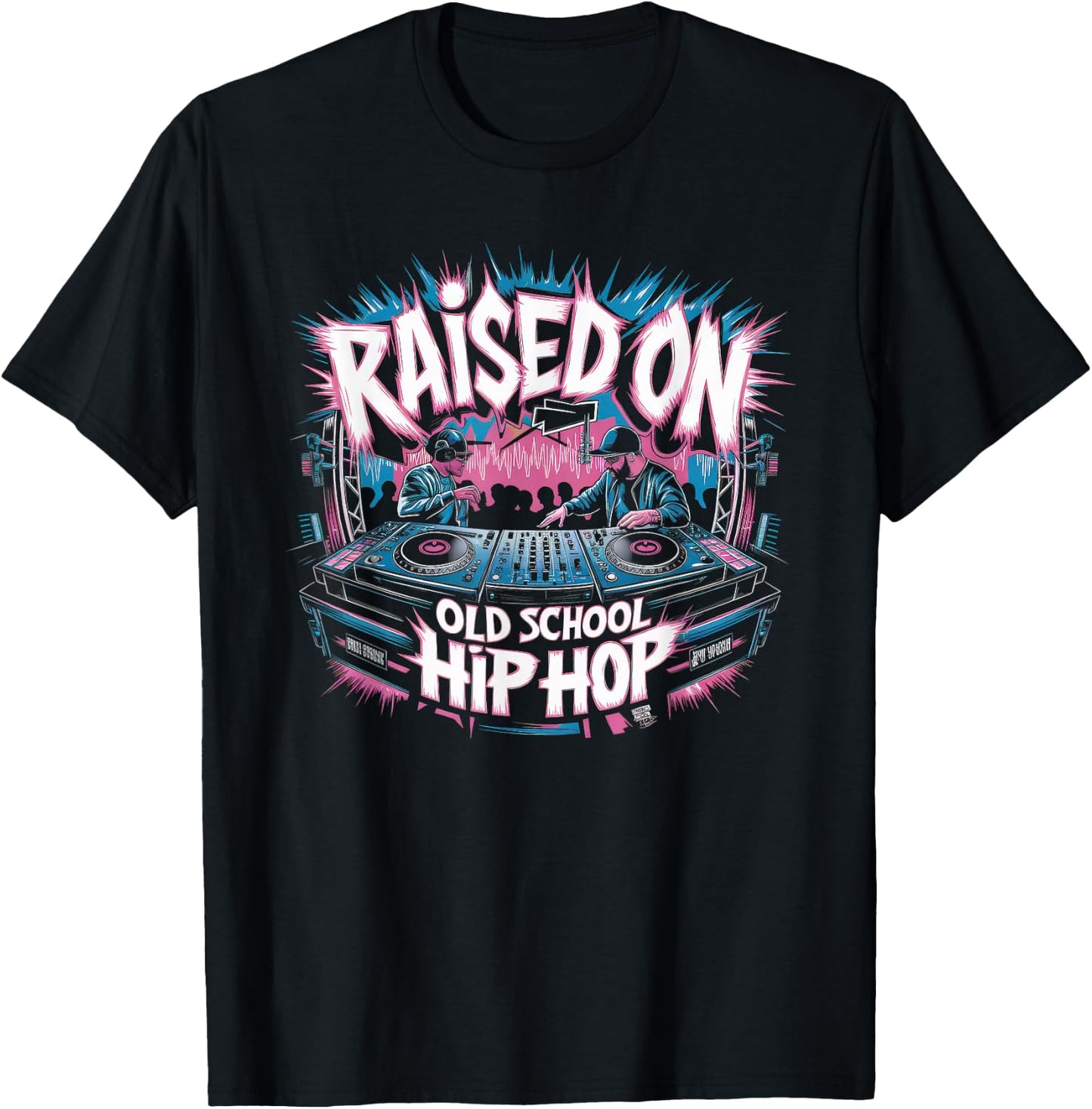 RAISED ON OLD SCHOOL Graffiti Rap HIP HOP Cassette T-Shirt - T-Shirt | Black
