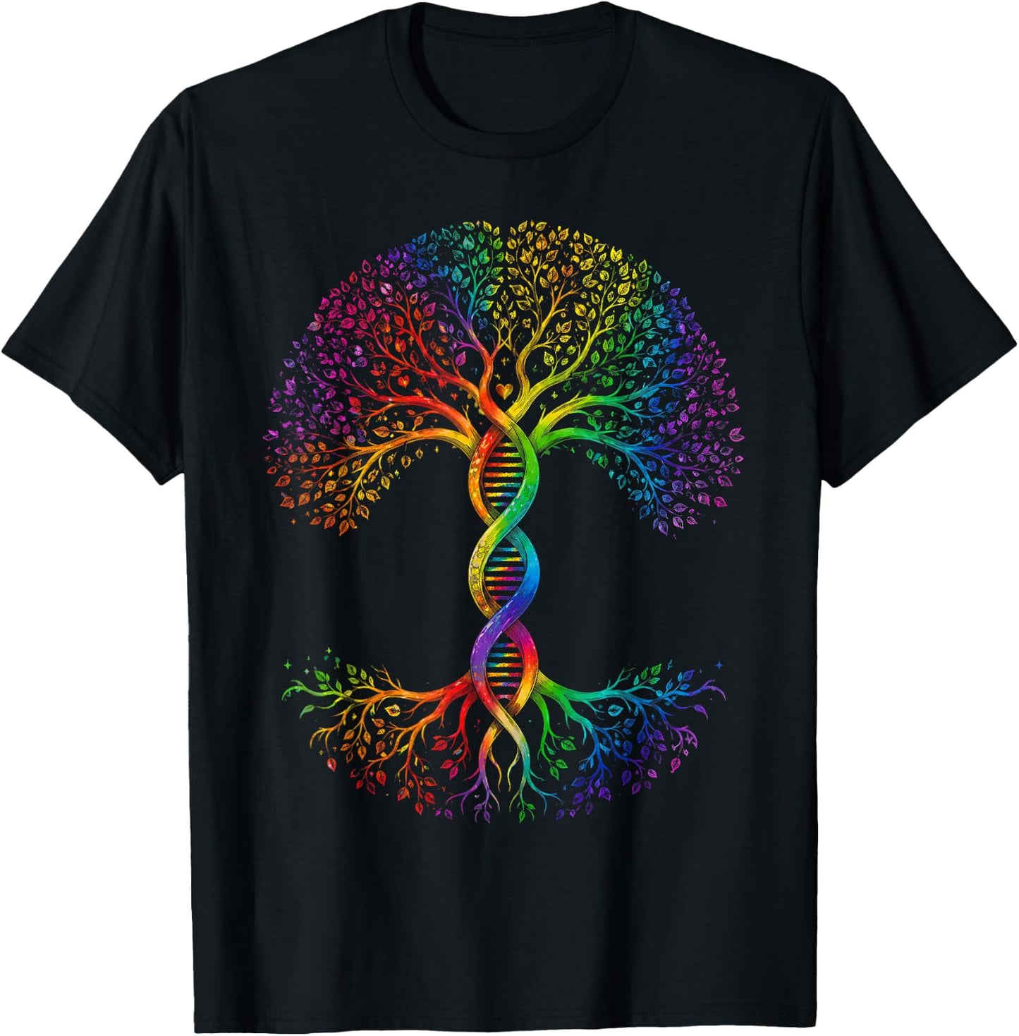 Rainbow Tree of Life LGBTQ Lesbian Gay Pride Flag Ally T-Shirt - T-Shirt | Black