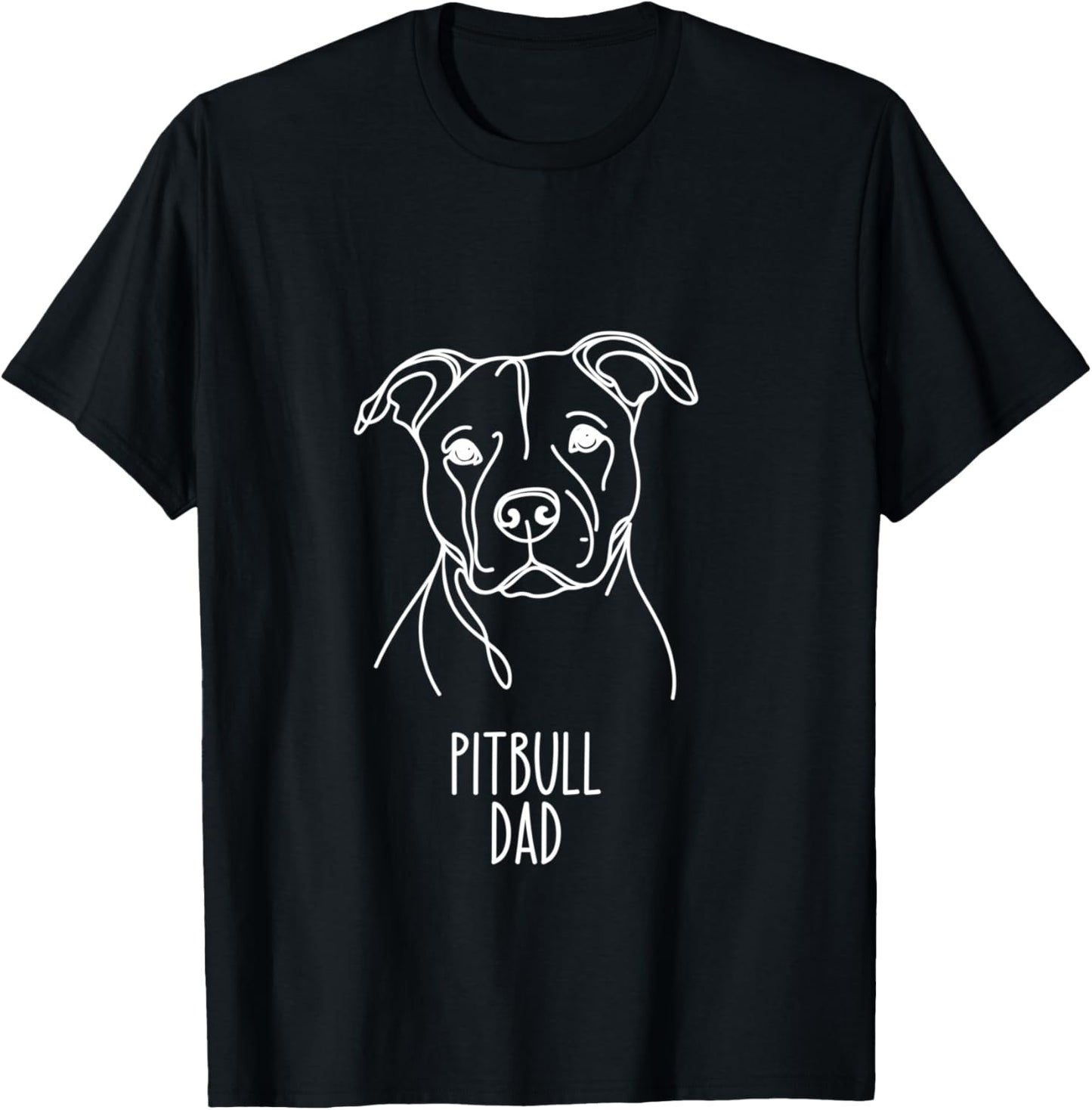 Line Art Best Dog Dad Men - Pitbull T-Shirt - T-Shirt | Black