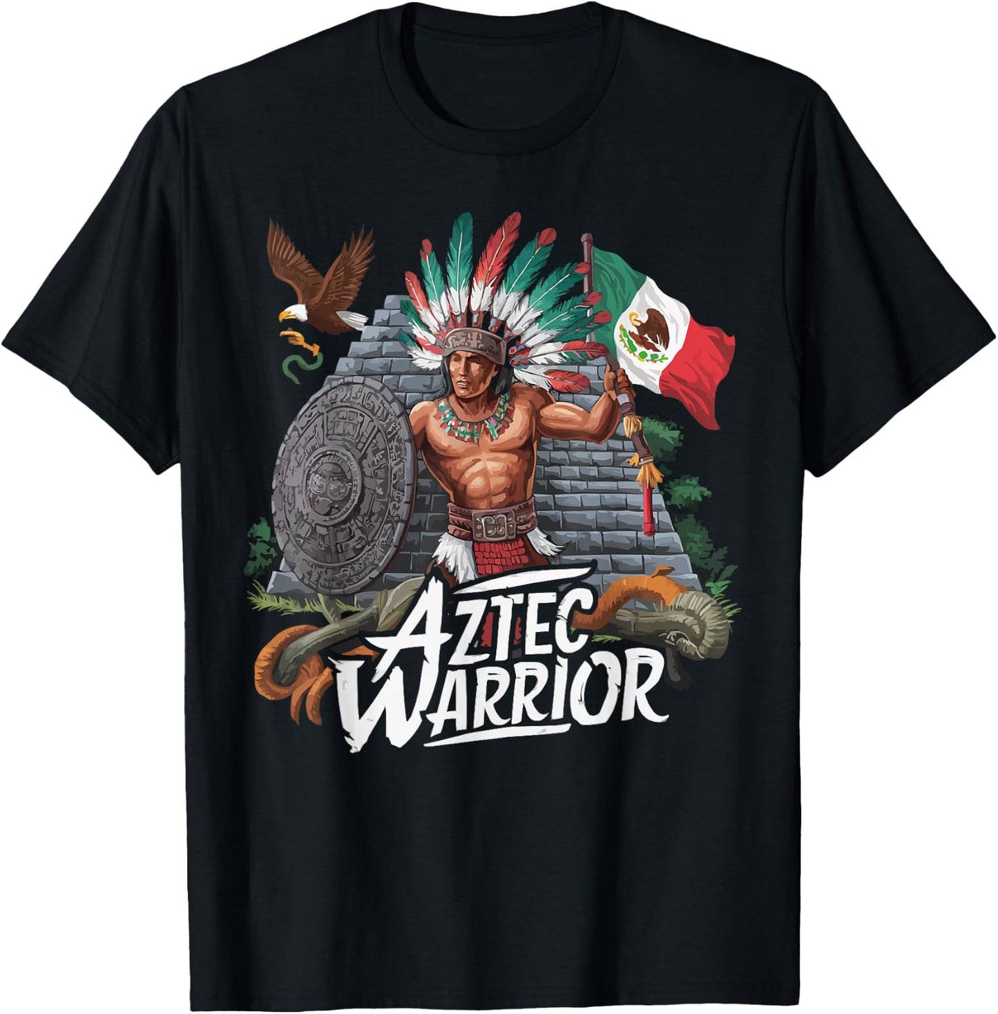 Aztec Warrior Mayan Indigenous Mexican Aztec Jaguar T-Shirt - T-Shirt | Black