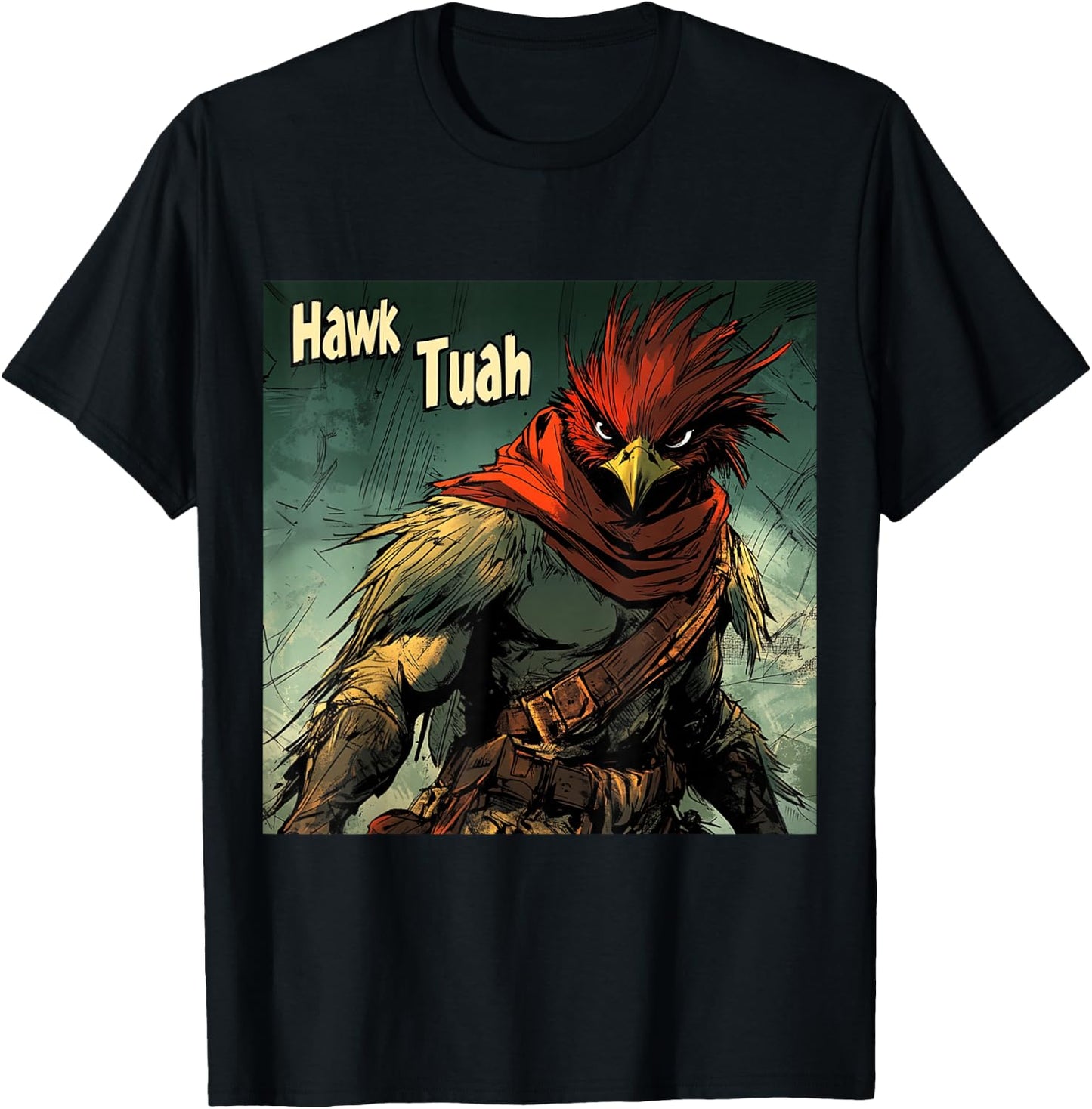 Hawk Tuah Action Super Hero Parody T-Shirt - T-Shirt | Black