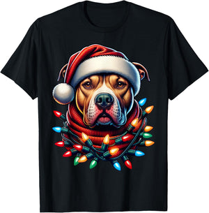 Christmas Pit bull Xmas Pit Bull Mom Dog Lover Santa T-Shirt - T-Shirt | Black