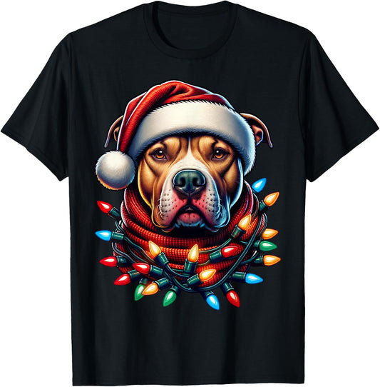 Christmas Pit bull Xmas Pit Bull Mom Dog Lover Santa T-Shirt - T-Shirt | Black