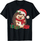 Xmas Lighting Santa Hat Hedgehog Christmas T-Shirt - T-Shirt | Black