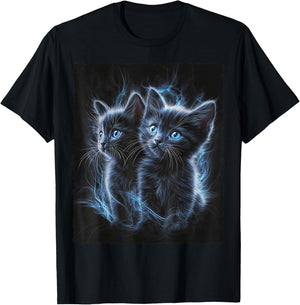 Cute Magic Cat Kitten Fantasy Art , black T-Shirt - T-Shirt | Black