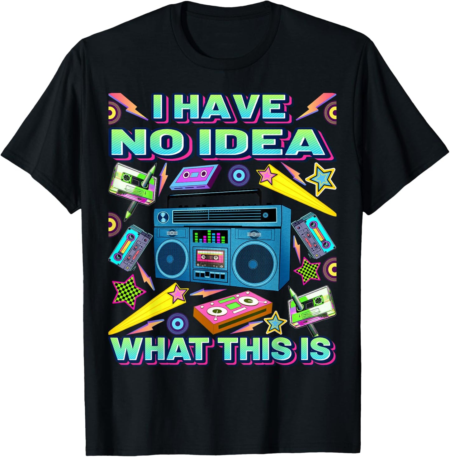 Retro 80s 90s Outfits Men Women Kids 70s 80s 90s T-Shirt - T-Shirt | Black