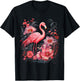 Flamingo and Flowers Floral Flamingos pink T-Shirt - T-Shirt | Black