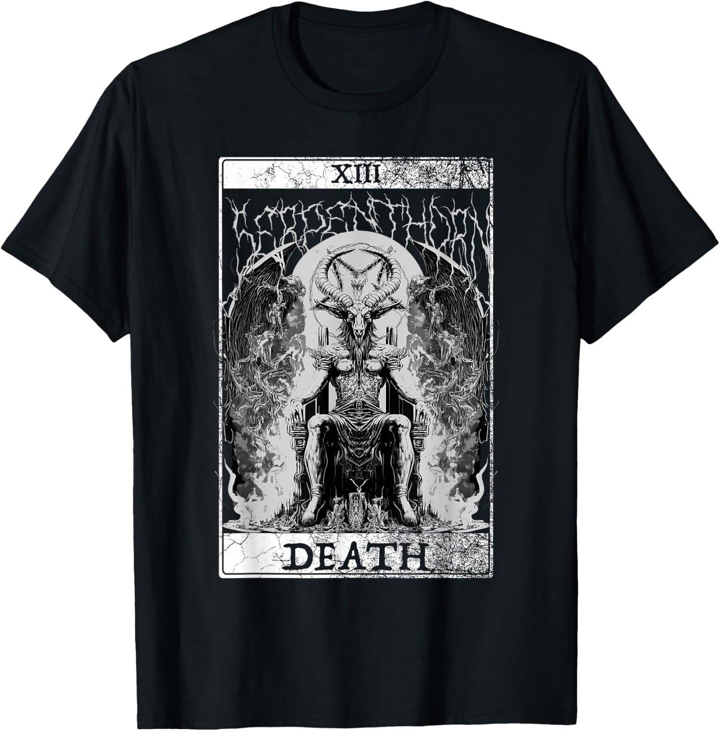 Baphomet Occult Satan Goat Head Tarot Card Death Unholy T-Shirt - T-Shirt | Black