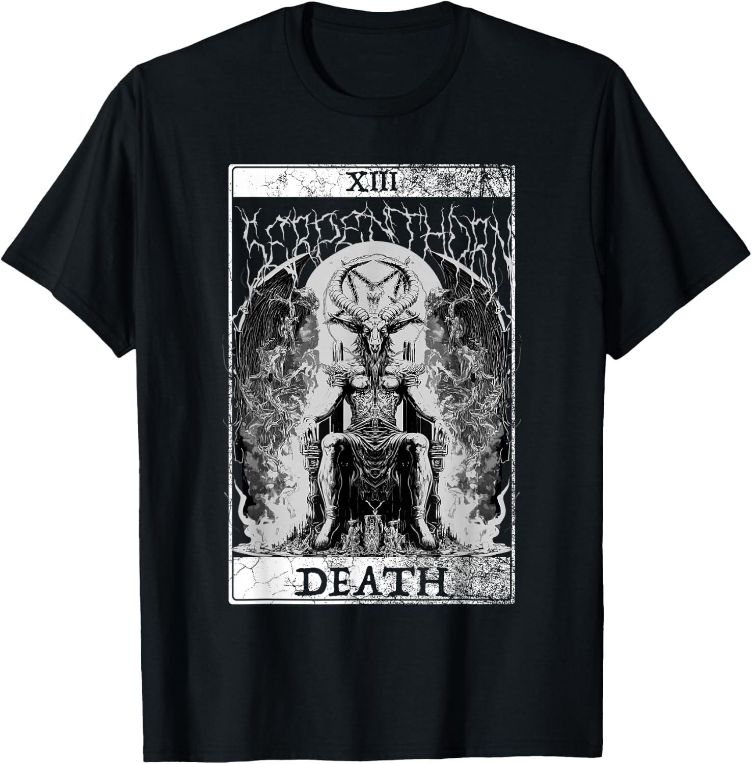 Baphomet Occult Satan Goat Head Tarot Card Death Unholy T-Shirt - T-Shirt | Black