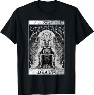 Baphomet Occult Satan Goat Head Tarot Card Death Unholy T-Shirt - T-Shirt | Black