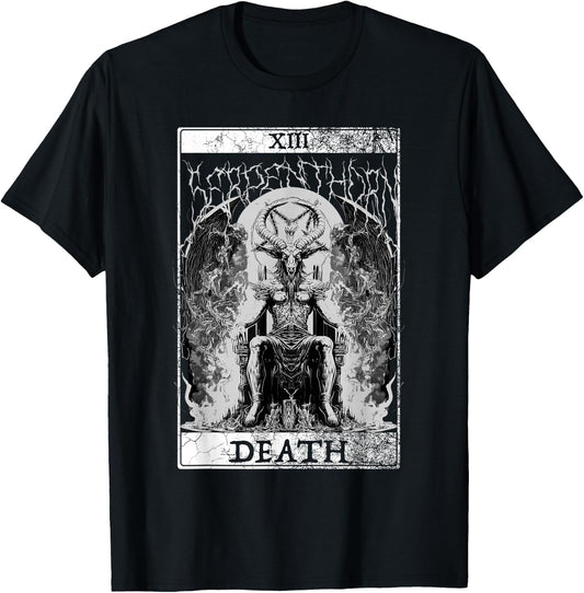 Baphomet Occult Satan Goat Head Tarot Card Death Unholy T-Shirt - T-Shirt | Black