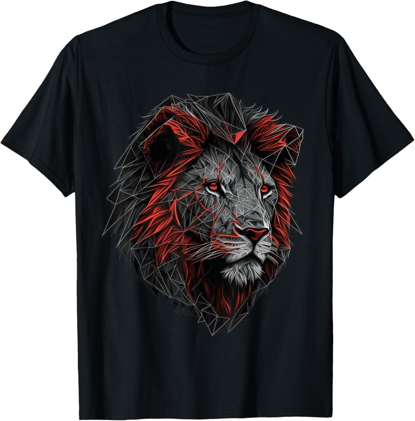 Lion Animal Print Art Polygon Lion , black T-Shirt - T-Shirt | Black