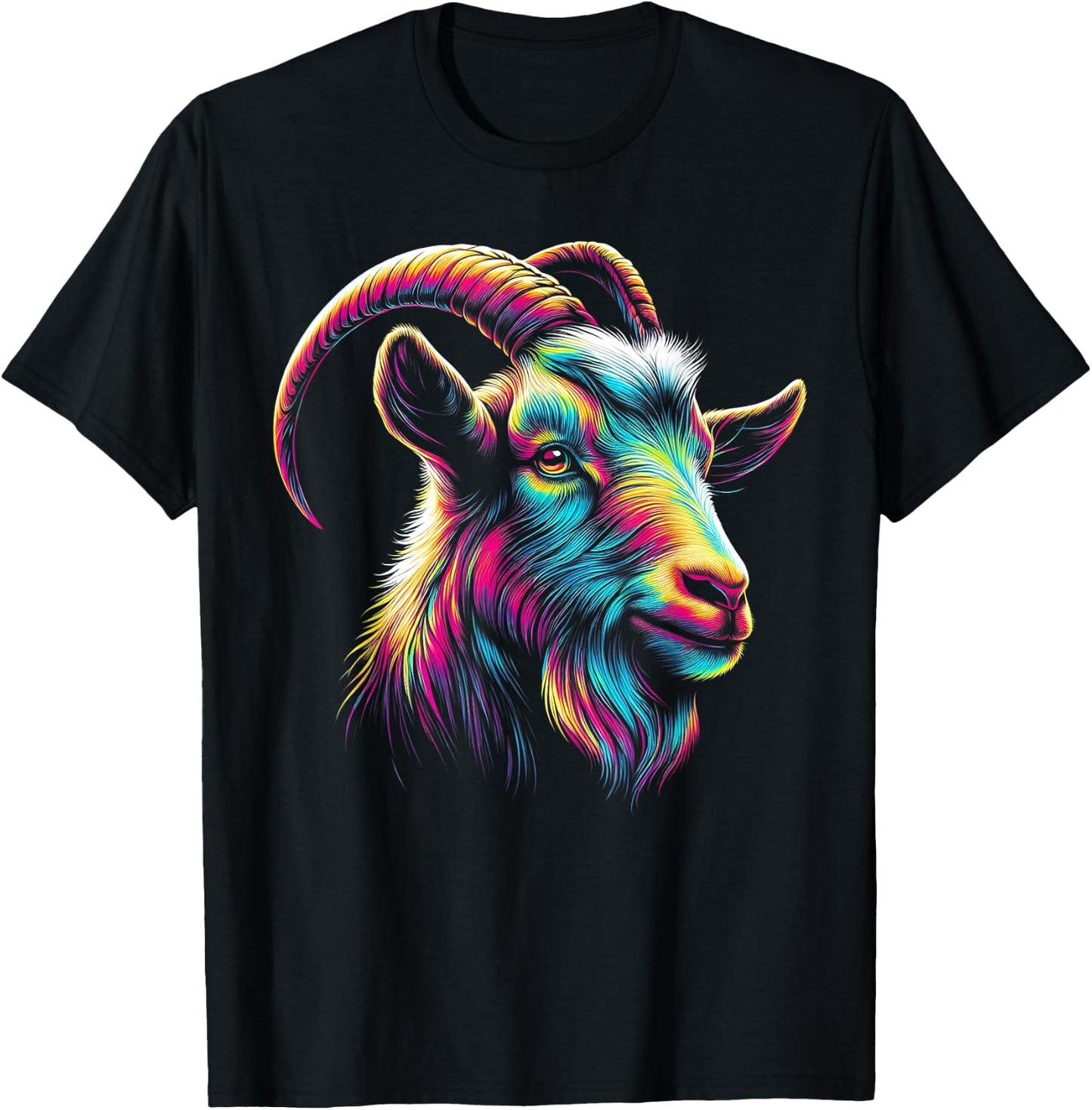 Goat Colorful Artwork | Animal Motif Goat T-Shirt - T-Shirt | Black