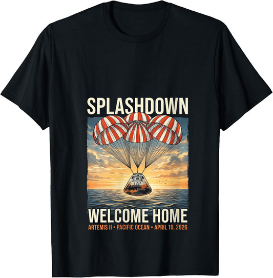 Women's Splashdown Welcome Home Artemis Ii Pacific Ocean April V-Neck T-Shirt - T-Shirt | Black