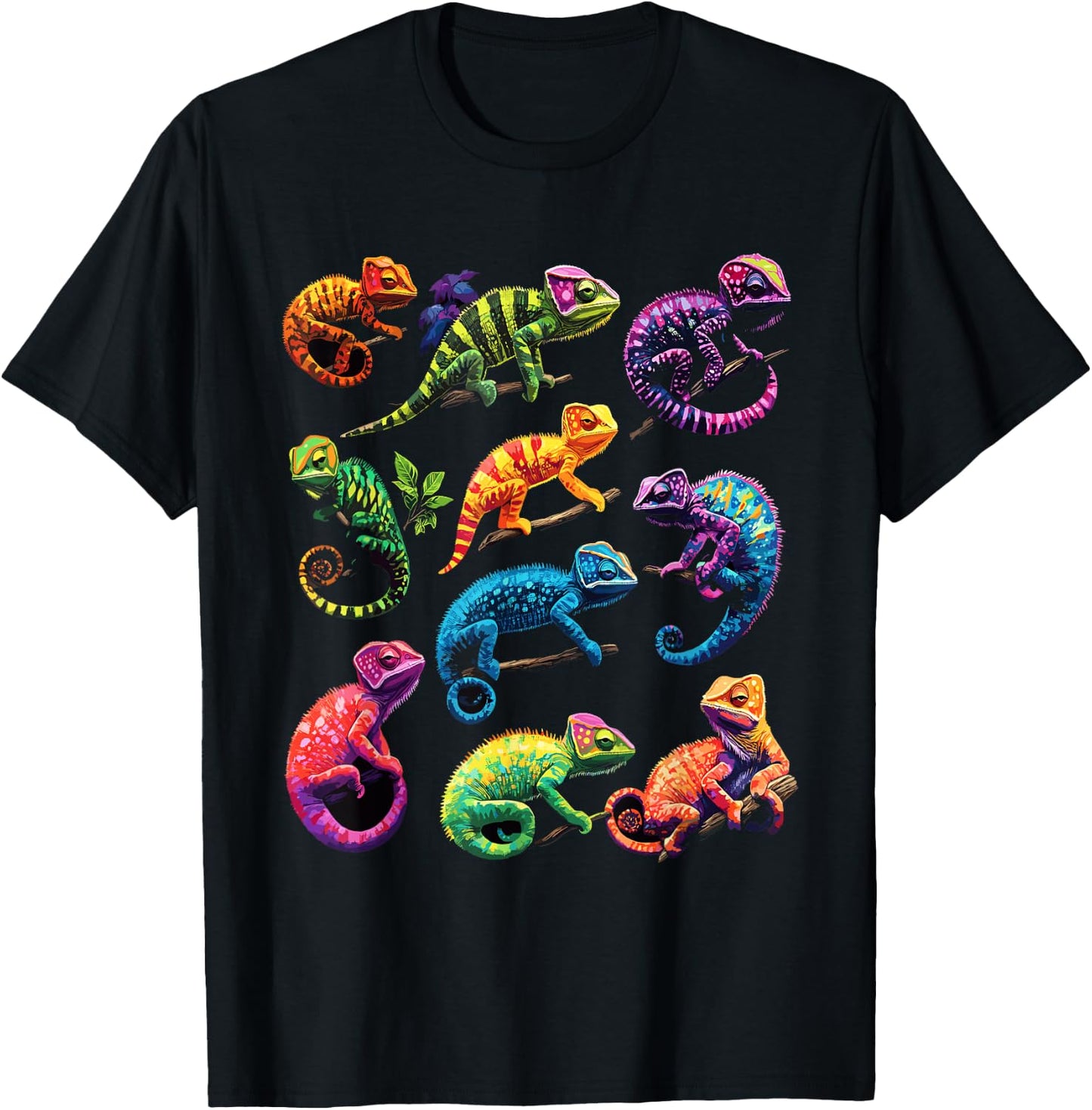 Chameleons of the World Educational Reptile Lizard Lover T-Shirt - T-Shirt | Black
