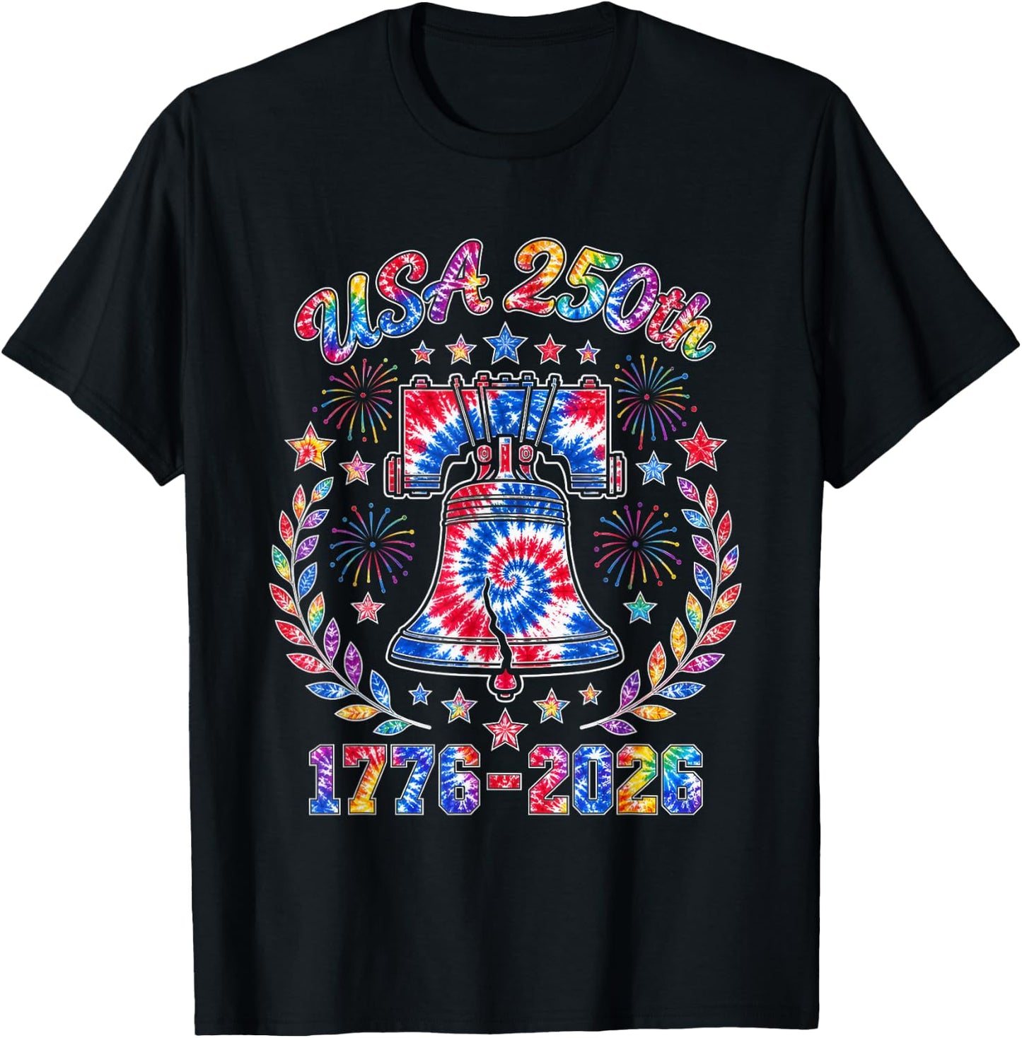 USA 250th Anniversary 1776 to 2026 Tie Dye T-Shirt - T-Shirt | Black