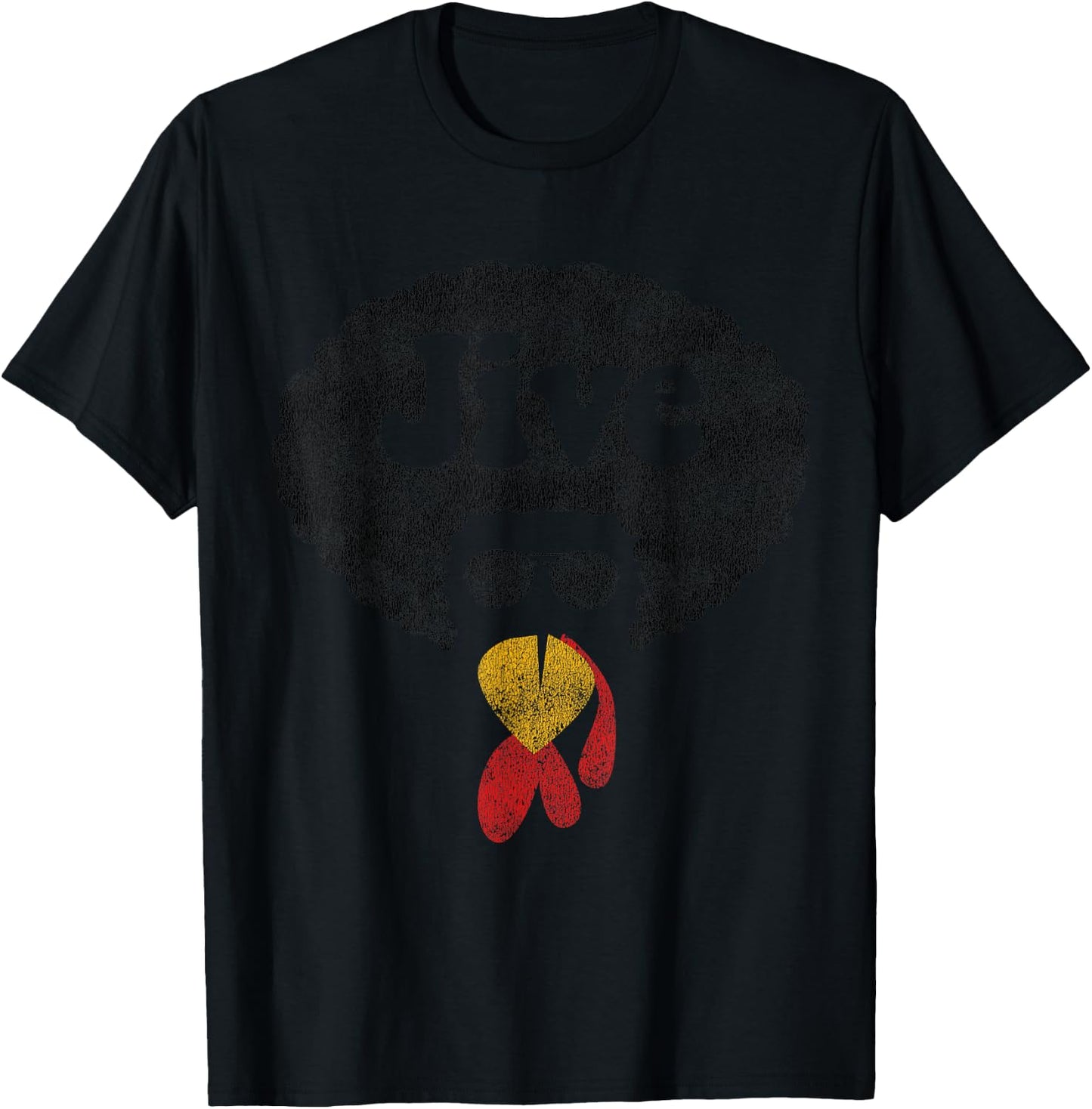 Funny Thanksgiving Jive Gift Vintage Distressed Turkey Face T-Shirt - T-Shirt | Black