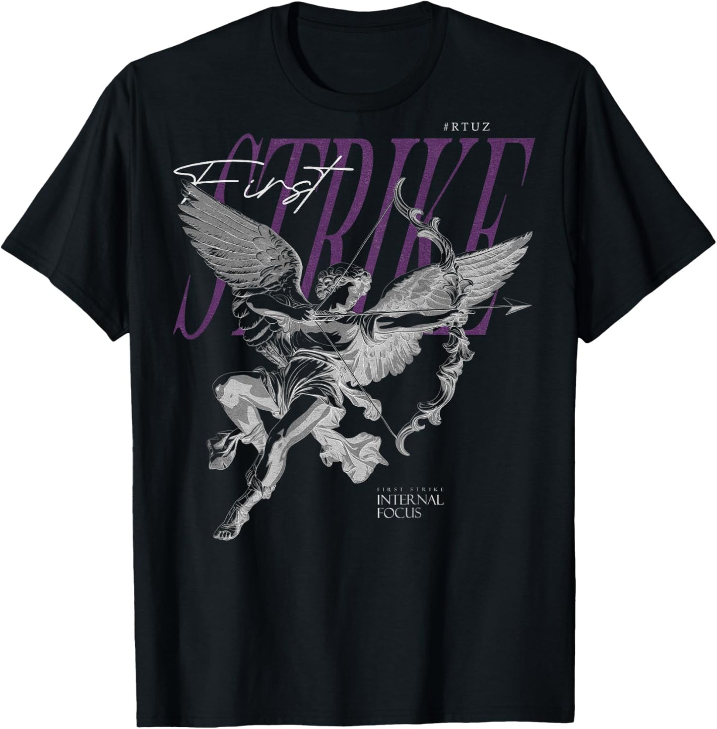 Hip Hop Angel Vintage Edgy Y2K Backprint Streetwear Angel T-Shirt - T-Shirt | Black