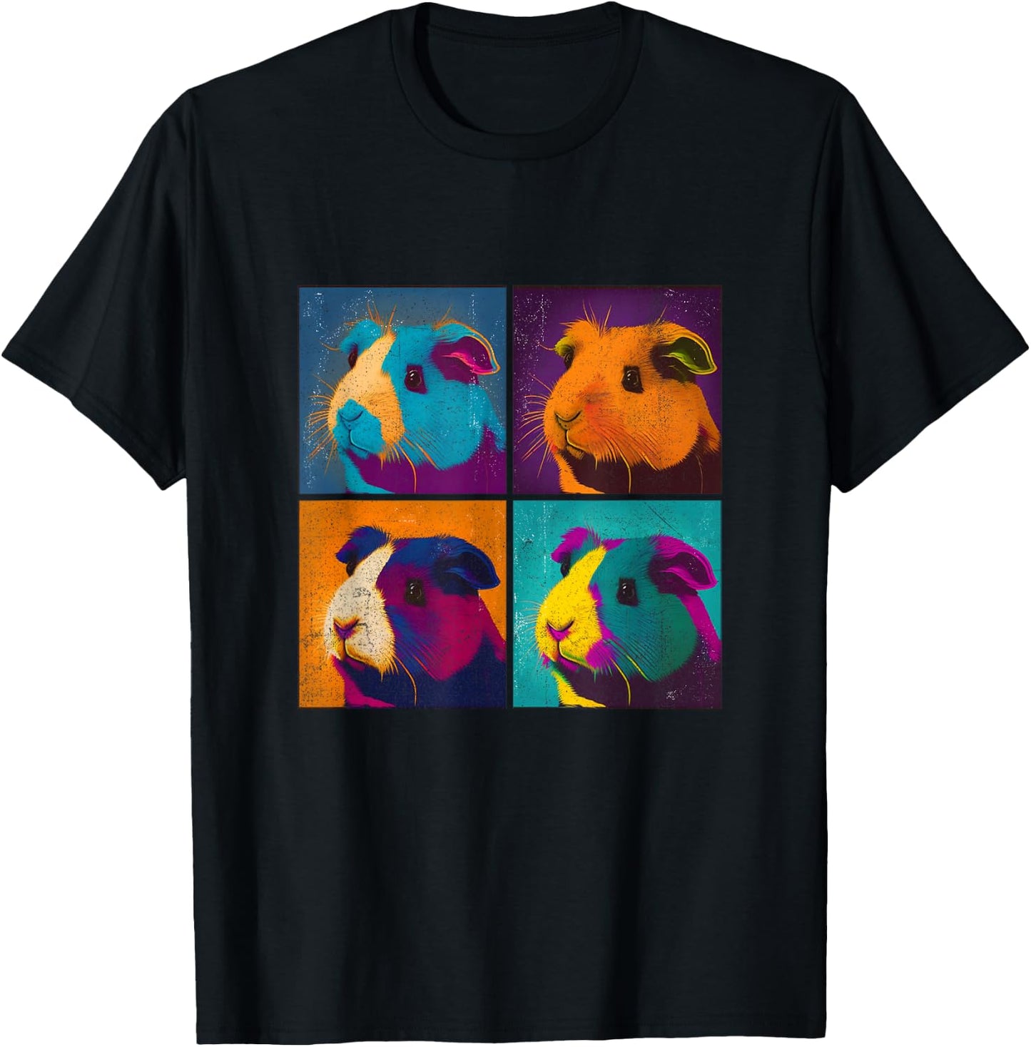 Guinea Pig Pop Art Design Illustration Colorful Animal Women T-Shirt - T-Shirt | Black